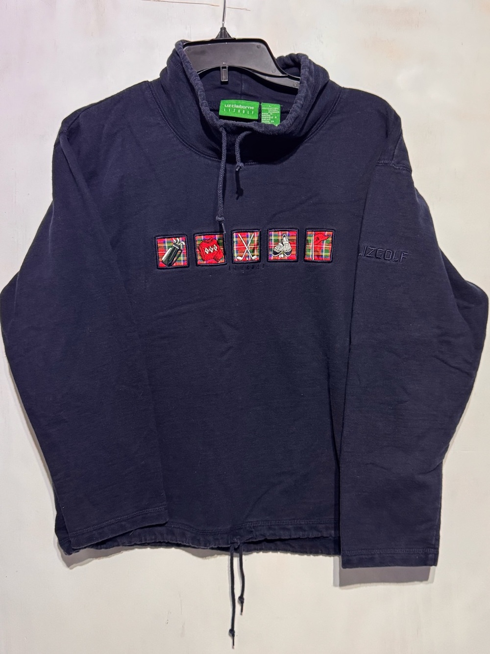 Liz Golf Vintage Golf Sweatshirt with small plaid decals